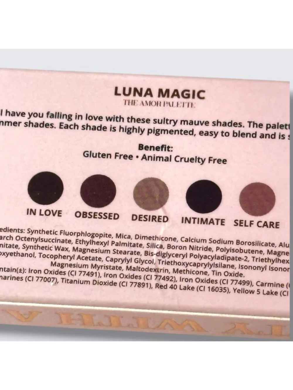 Luna Magic The Amor Eyeshadow Palette Sultry Mauve Shades Gluten-Free Cruelty-Fr
